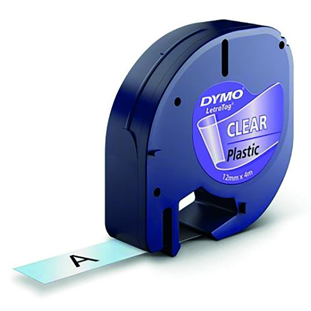 CINTA DYMO LETRATAG PLÁSTICO 12MM×4 M NEGRO/TRANSPARENTE