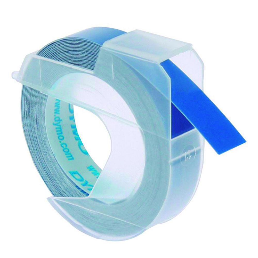 CINTA DYMO TRADICIONAL 9 MM × 3 M (AZUL) · EMBOSSING · POLIÉSTER · AUTOADHESIVA · RESISTENTE A QUÍMICOS/HUMEDAD/AGUA SALADA