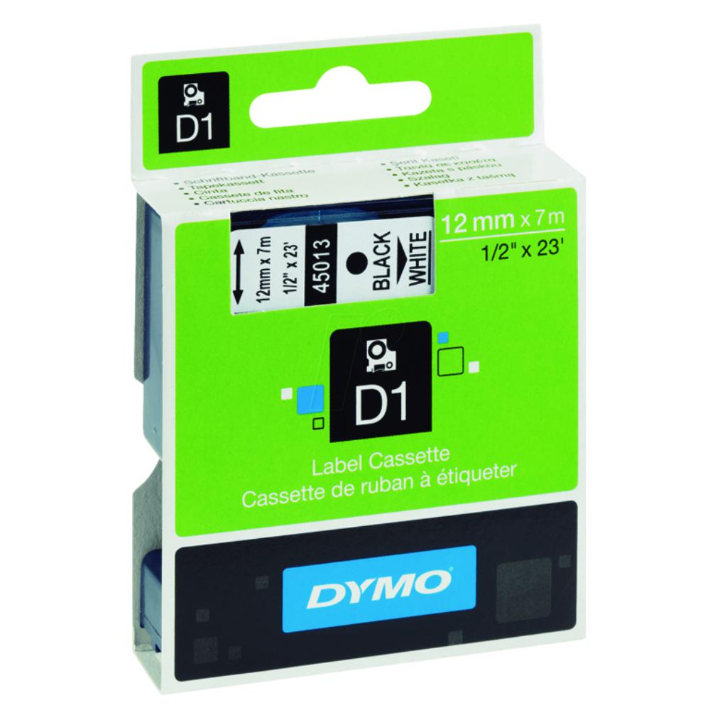DYMO D1  (S0720530) · CINTA AUTOADHESIVA NEGRO SOBRE BLANCO · 12 mm × 7 m 