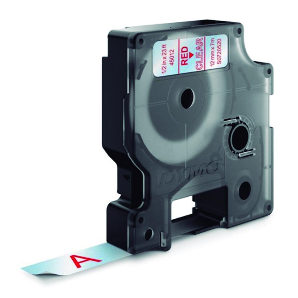 DYMO D1 (S0720520) · CINTA AUTOADHESIVA ROJO SOBRE TRANSPARENTE · 12 mm × 7 m 