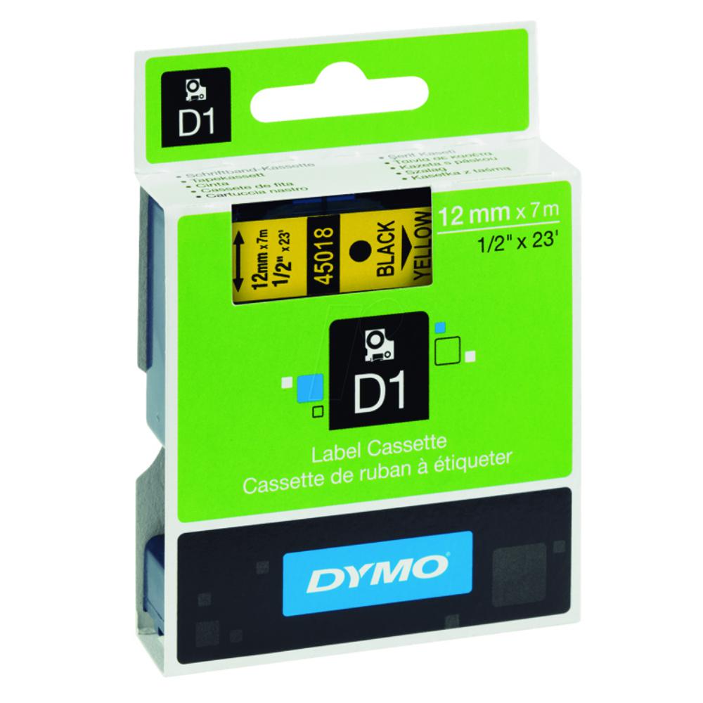 DYMO D1 S0720580 CINTA AUTOADHESIVA NEGRO SOBRE AMARILLO 12MM×7M 