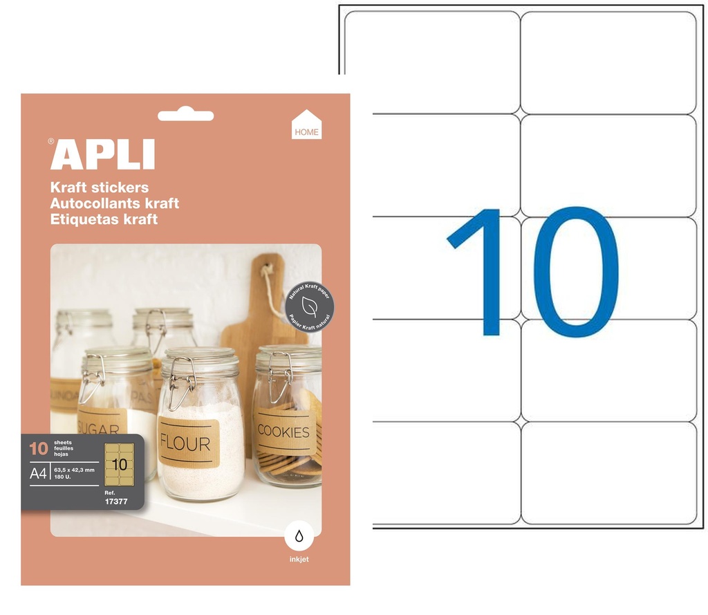 ETIQUETAS KRAFT ADHESIVAS OVALADAS 99,1 x 57 MM | PACK 100 UDS