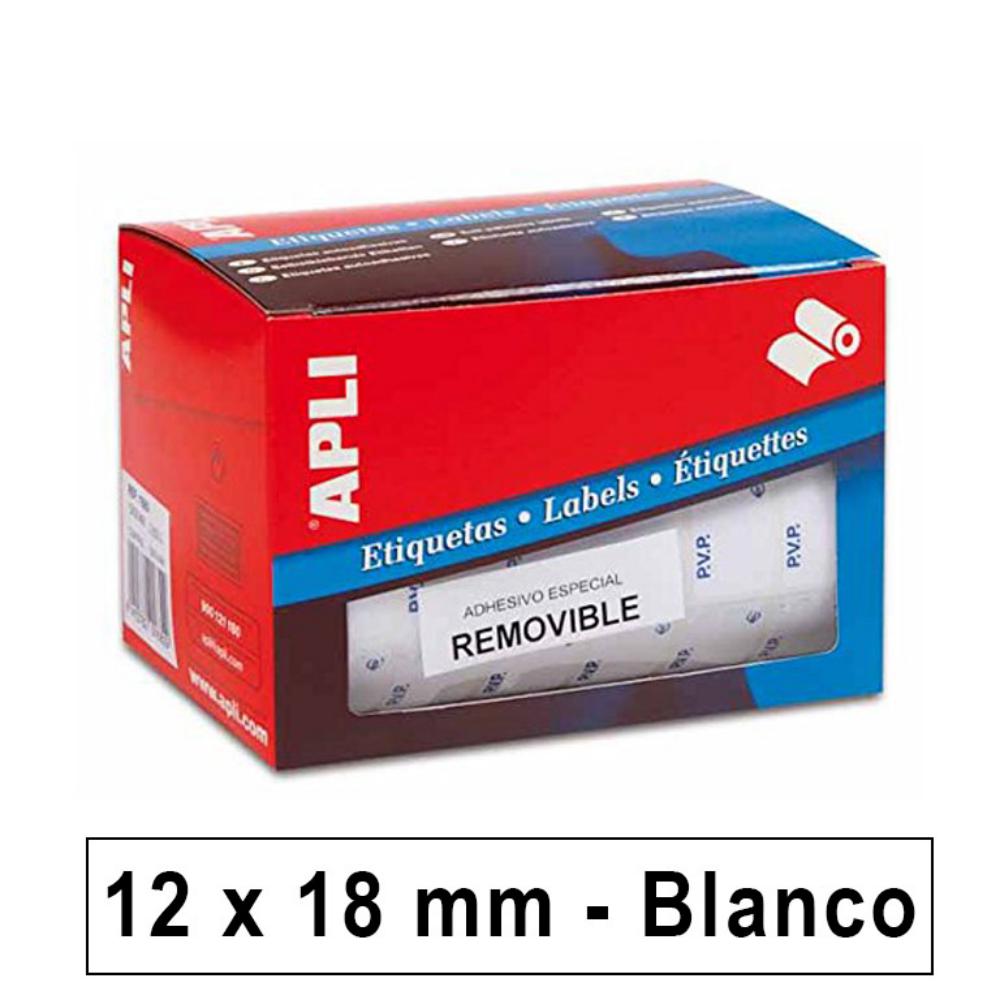 ROLLO ETIQUETAS APLI PVP BLANCAS REMOVIBLES 12,0 X 18,0 MM