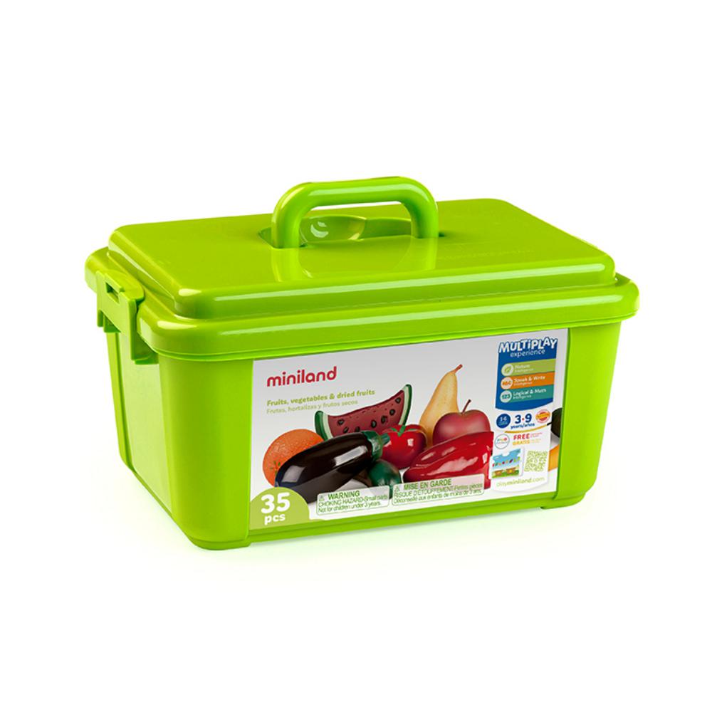 JUEGO MINILAND FRUTAS, HORTALIZAS Y FRUTOS SECOS (36 PIEZAS)