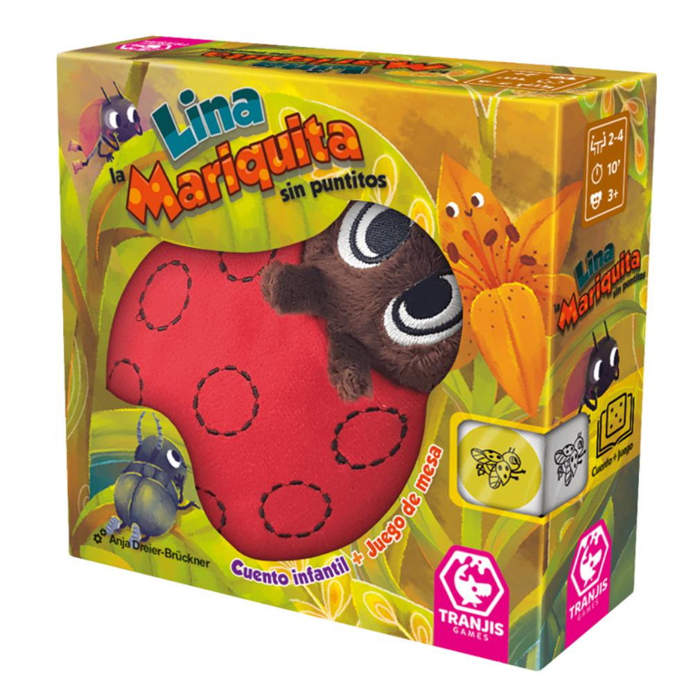 JUEGO TRANJIS LINA LA MARIQUITA SIN PUNTITOS – CUENTO + PELUCHE + JUEGO DE MESA INFANTIL (+3 AÑOS, 2–4 JUGADORES)