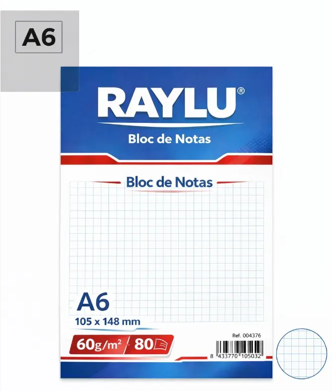 BLOC NOTAS MICROPERFORADO A6 60 GAMOS 80 HOJAS CUADROS