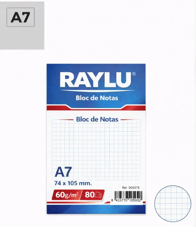 BLOC NOTAS MICROPERFORADO A7 60 GAMOS 80 HOJAS CUADRO 4MM