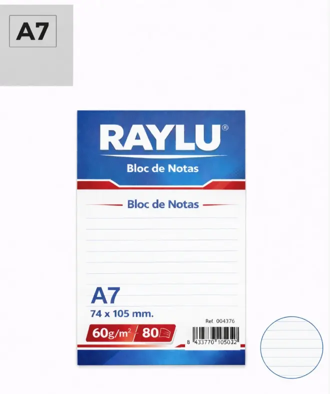 BLOC NOTAS MICROPERFORADO A7 60 GAMOS 80 HOJAS HORIZONTAL