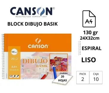 BLOC DIBUJO BASIK GUARRO A4+ ESPIRAL 130 G/M² – 20 HOJAS CON RECUADRO