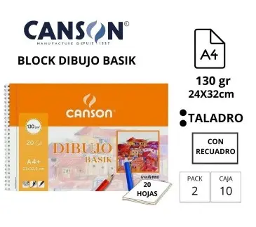 BLOC DIBUJO BASIK GUARRO A4+ ESPIRAL CON RECUADRO