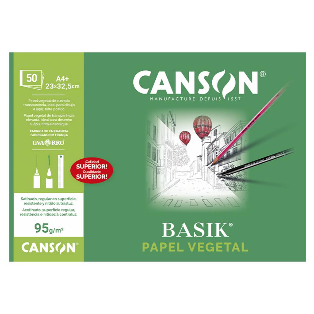 BLOC ENCOLADO PAPEL VEGETAL CANSON A4 – 50 HOJAS 95 G/M²