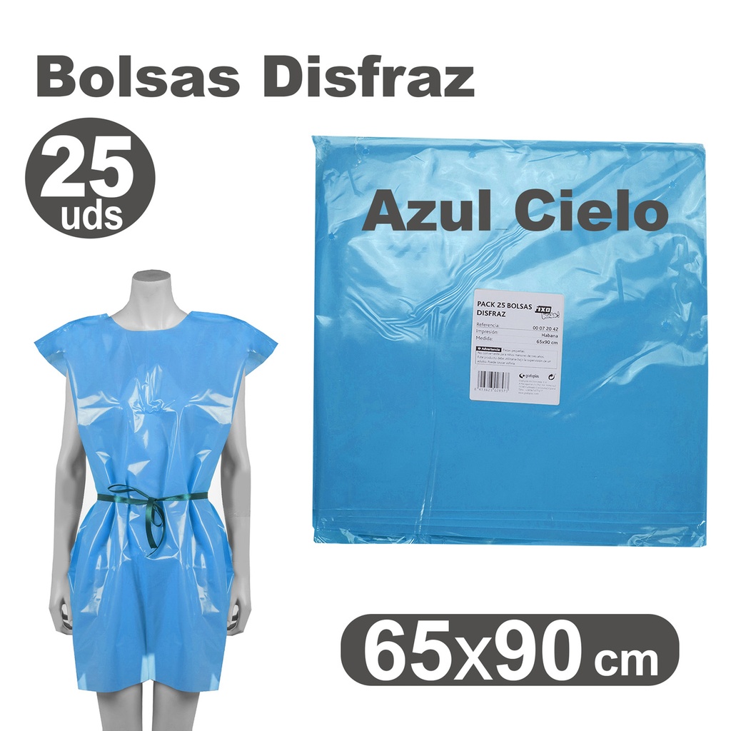 BOLSA DE DISFRAZ AZUL CLARO 25 UNIDADES 60×90 CM – BOLSAS PARA DISFRACES ESCOLARES Y MANUALIDADES