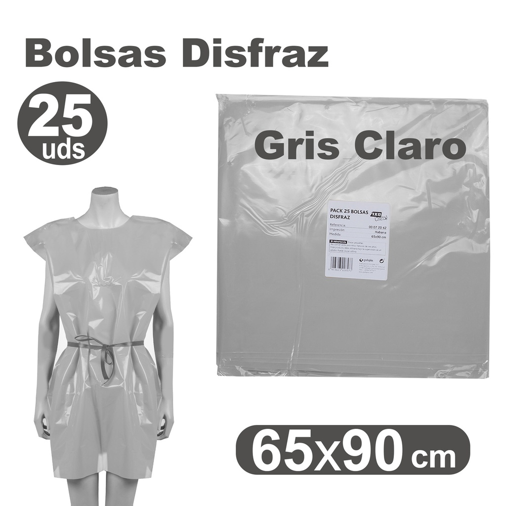 BOLSA DE DISFRAZ GRIS 25 UNIDADES 60×90 CM – BOLSAS PARA DISFRACES ESCOLARES Y MANUALIDADES