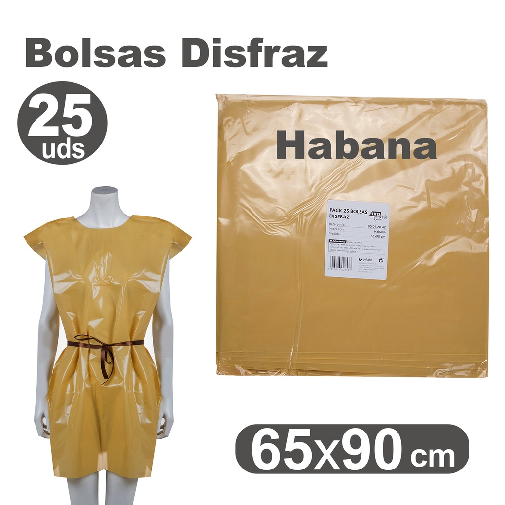 BOLSA DE DISFRAZ HABANA 25 UNIDADES 60×90 CM – BOLSAS PARA DISFRACES ESCOLARES Y MANUALIDADES