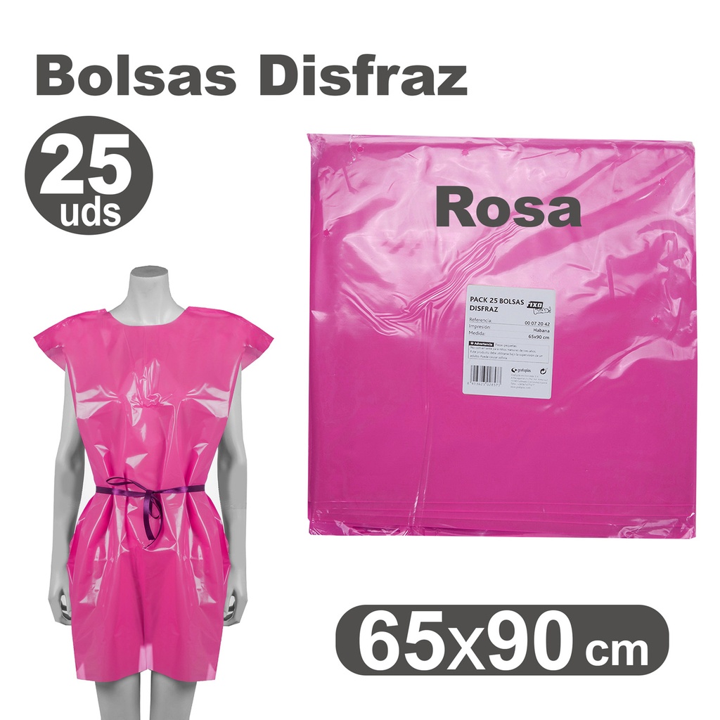BOLSA DE DISFRAZ ROSA 25 UNIDADES 60×90 CM – BOLSAS PARA DISFRACES ESCOLARES Y MANUALIDADES
