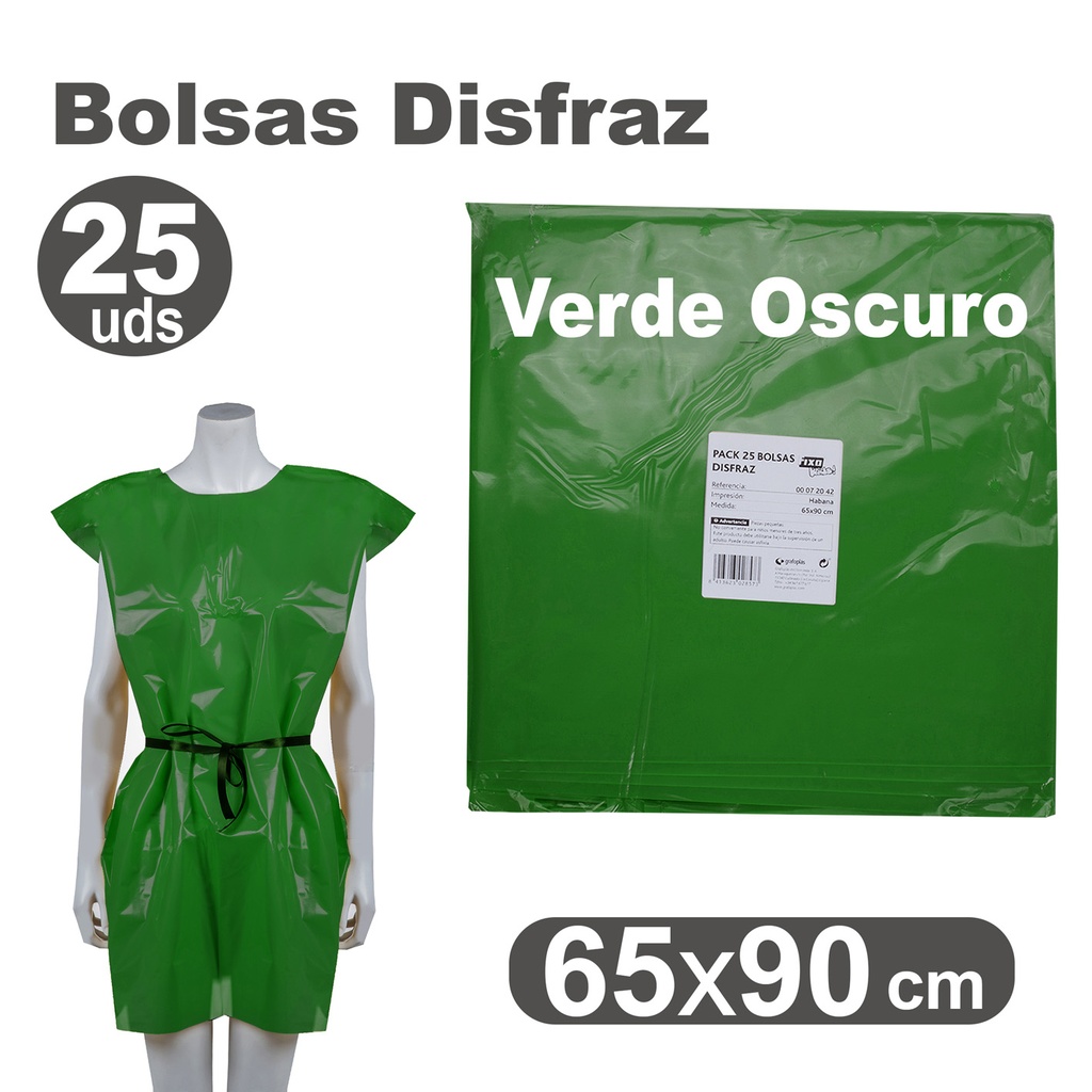 BOLSA DE DISFRAZ VERDE OSCURO 60×90 CM 