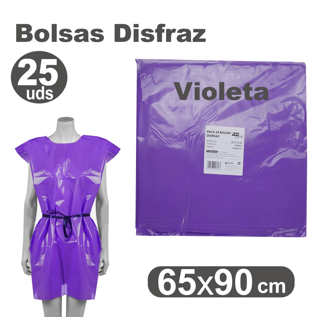 BOLSA DE DISFRAZ VIOLETA 25 UNIDADES 60×90 CM – BOLSAS PARA DISFRACES ESCOLARES Y MANUALIDADES