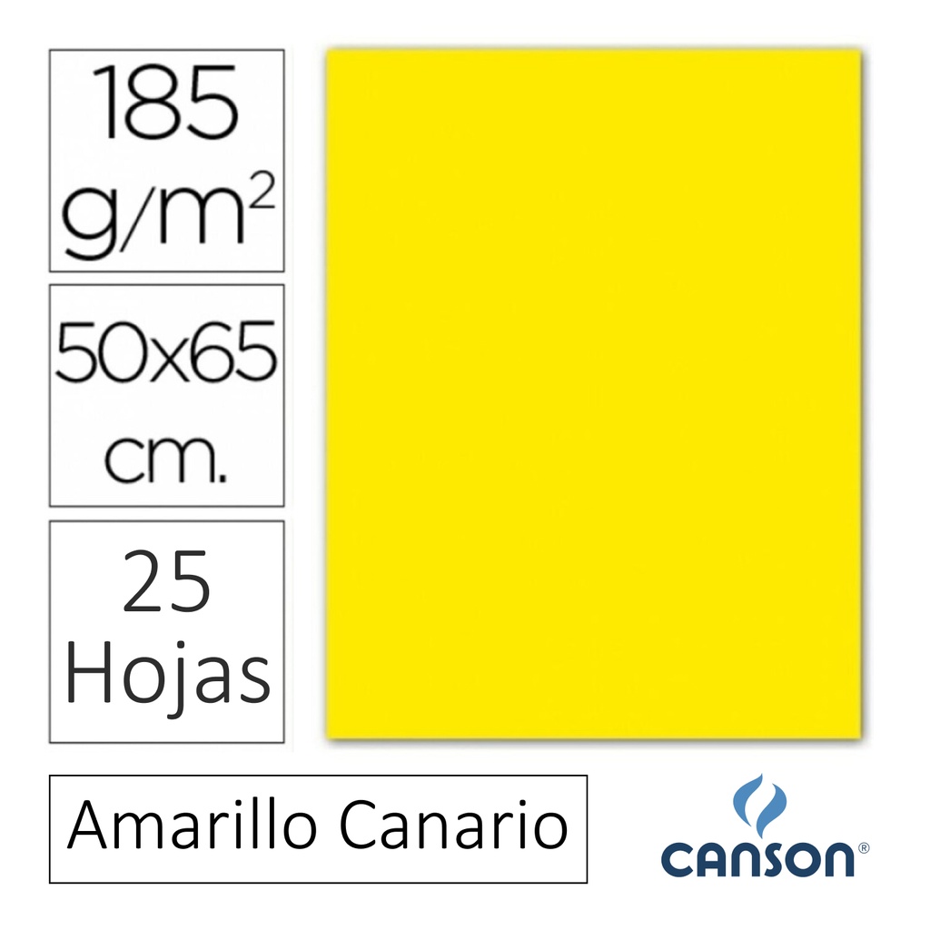 CARTULINA CANSON IRIS  50 × 65 CM 185 GRAMOS – AMARILLO CANARIO (PACK 25 HOJAS)