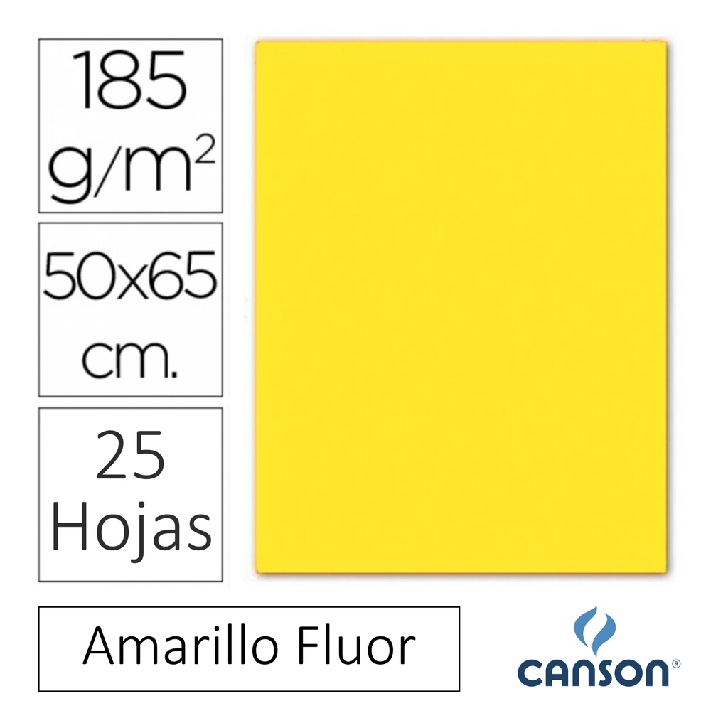 CARTULINA CANSON IRIS  50 × 65 CM 185 GRAMOS – AMARILLO FLUOR (PACK 25 HOJAS)
