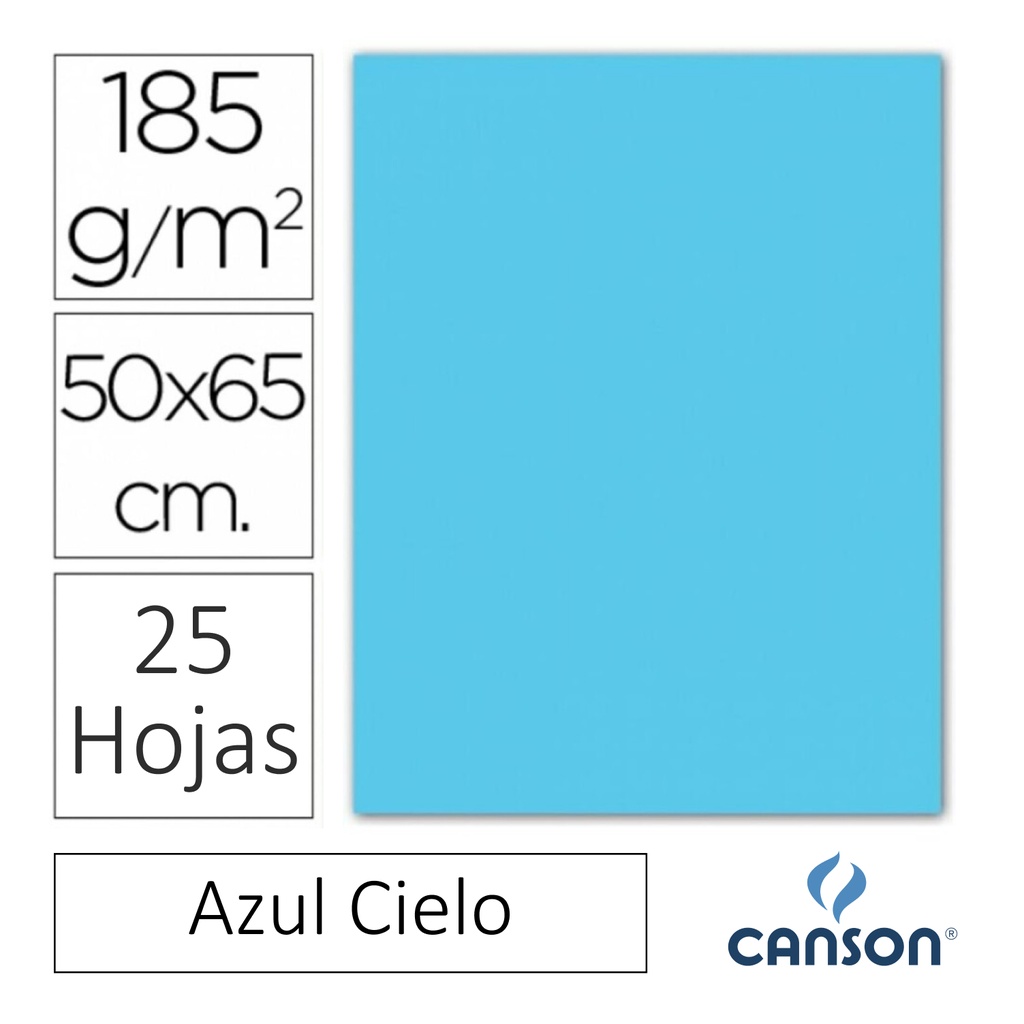 CARTULINA CANSON IRIS  50 × 65 CM 185 GRAMOS – AZUL CIELO (PACK 25 HOJAS)