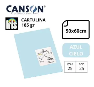 CARTULINA CANSON IRIS  50×65CM 185 GRAMOS AZUL CIELO