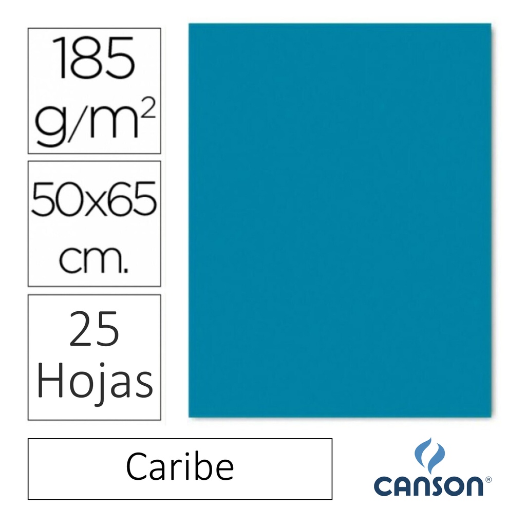 CARTULINA CANSON IRIS  50 × 65 CM 185 GRAMOS – CARIBE (PACK 25 HOJAS)