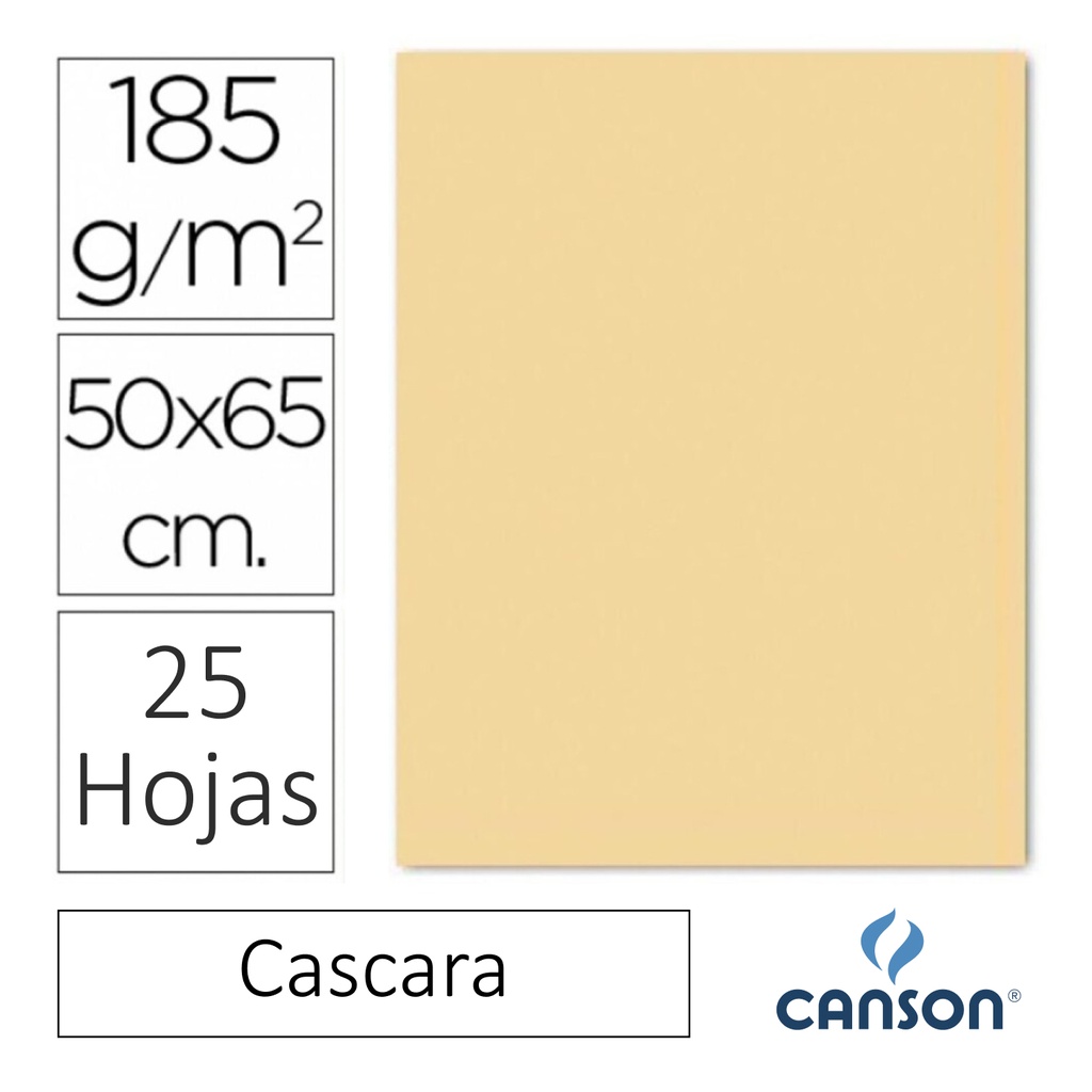 CARTULINA CANSON IRIS  50 × 65 CM 185 GRAMOS – CASCARA (PACK 25 HOJAS)