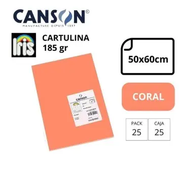 CARTULINA CANSON IRIS  50×65CM 185 GRAMOS CORAL 
