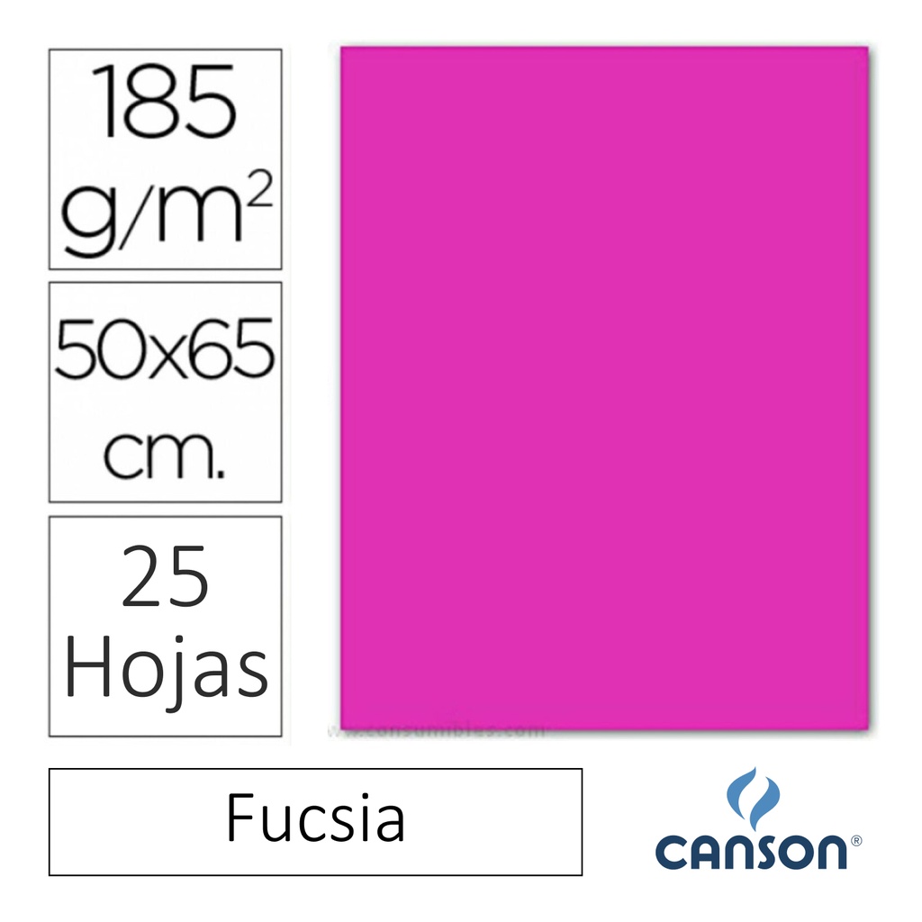 CARTULINA CANSON IRIS  50 × 65 CM 185 GRAMOS – FUCSIA (PACK 25 HOJAS)