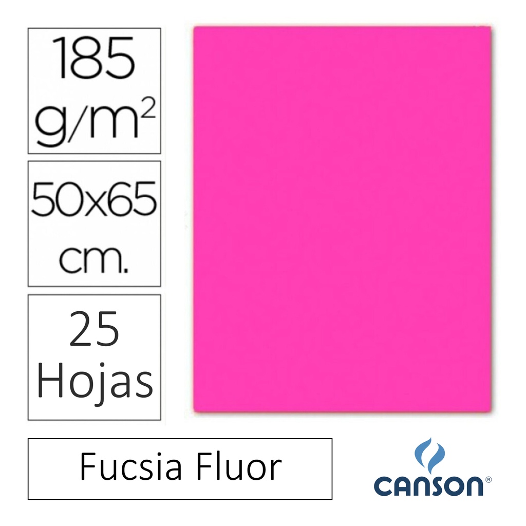CARTULINA CANSON IRIS  50 × 65 CM 185 GRAMOS – FUCSIA FLUOR (PACK 25 HOJAS)