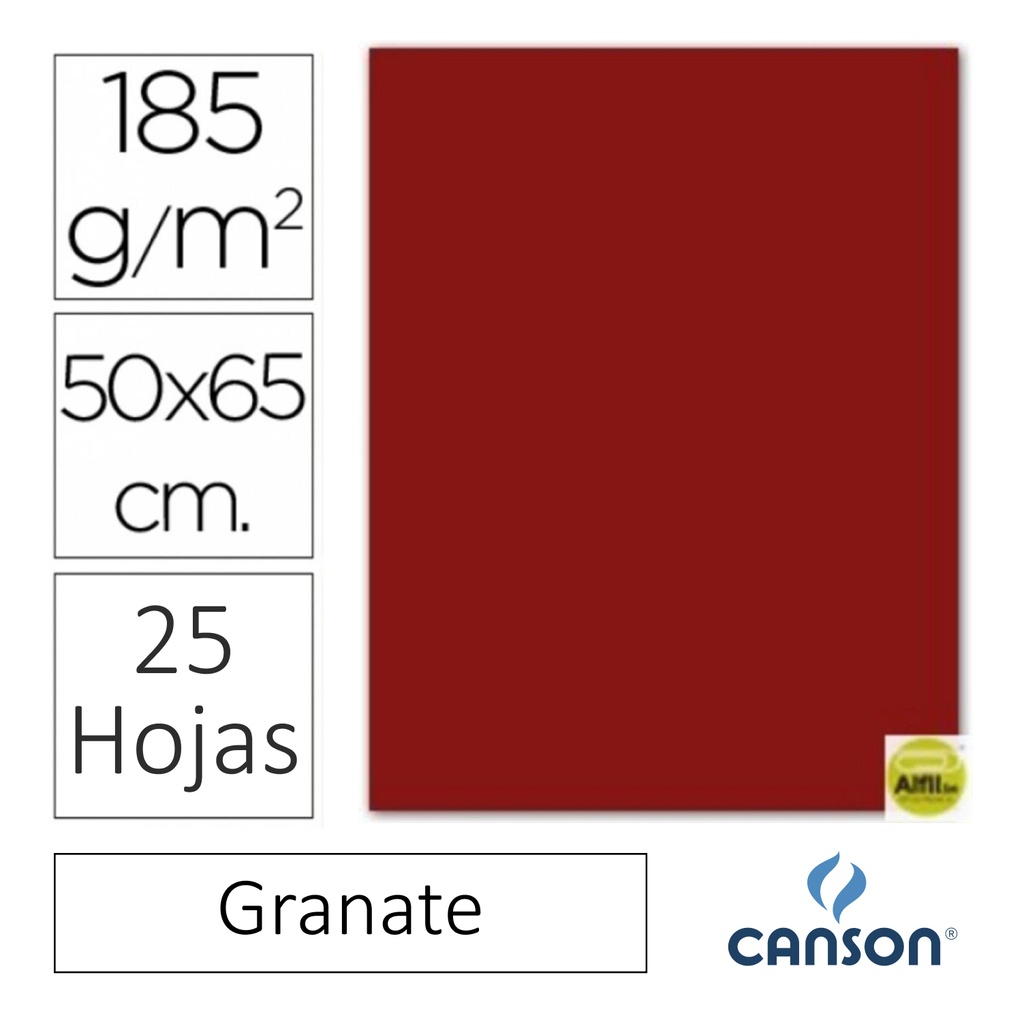 CARTULINA CANSON IRIS  50 × 65 CM 185 GRAMOS – GRANATE (PACK 25 HOJAS)