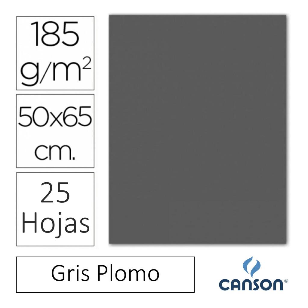 CARTULINA CANSON IRIS  50 × 65 CM 185 GRAMOS – GRIS PLOMO (PACK 25 HOJAS)