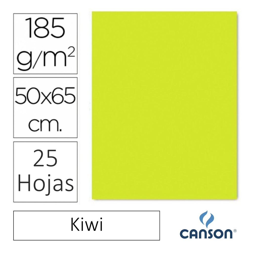 CARTULINA CANSON IRIS  50 × 65 CM 185 GRAMOS – KIWI (PACK 25 HOJAS)