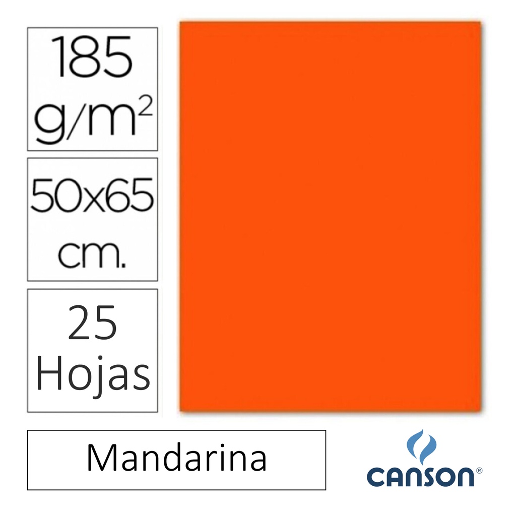 CARTULINA CANSON IRIS  50 × 65 CM 185 GRAMOS – MANDARINA (PACK 25 HOJAS)