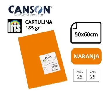 CARTULINA CANSON IRIS  50×65CM 185 GRAMOS NARANJA 