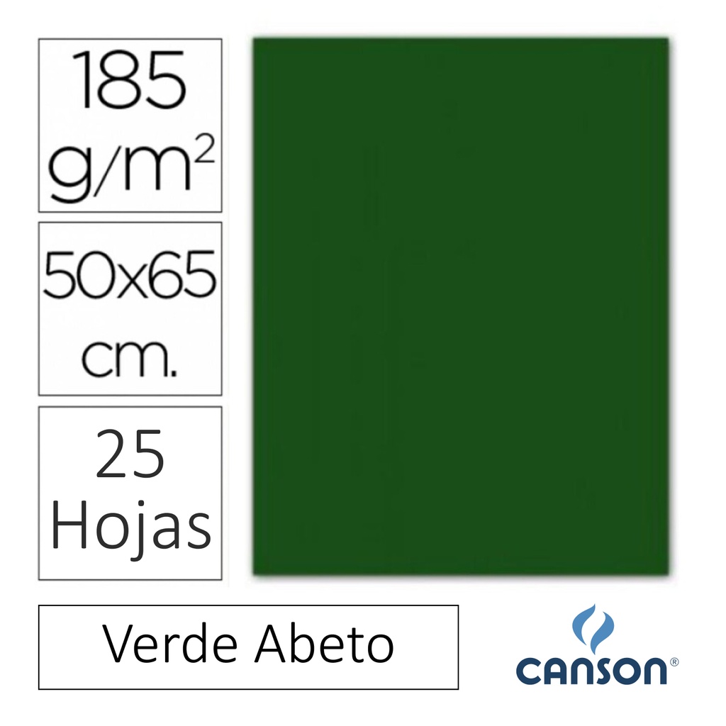 CARTULINA CANSON IRIS  50 × 65 CM 185 GRAMOS – VERDE ABETO (PACK 25 HOJAS)