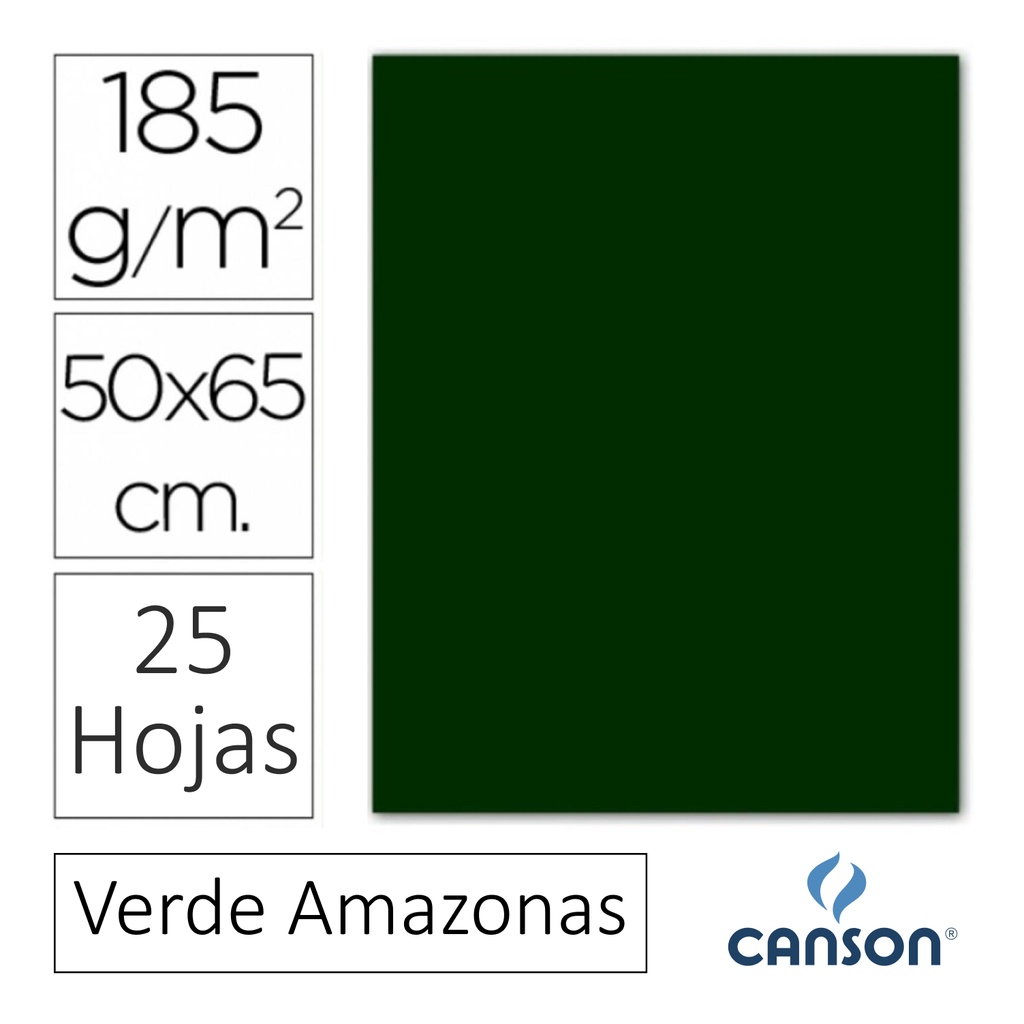 CARTULINA CANSON IRIS  50 × 65 CM 185 GRAMOS – VERDE AMAZONAS (PACK 25 HOJAS)