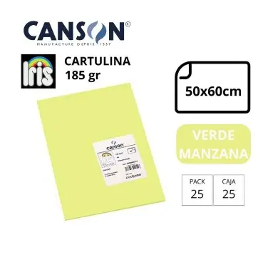 CARTULINA CANSON IRIS  50×65CM 185 GRAMOS VERDE MANZANA