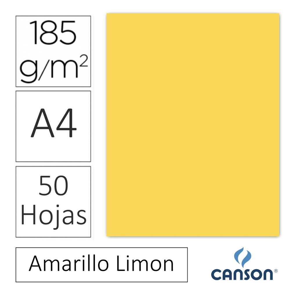 CARTULINA CANSON IRIS A4 185 GRAMOS – AMARILLO LIMON (PACK 50 HOJAS)