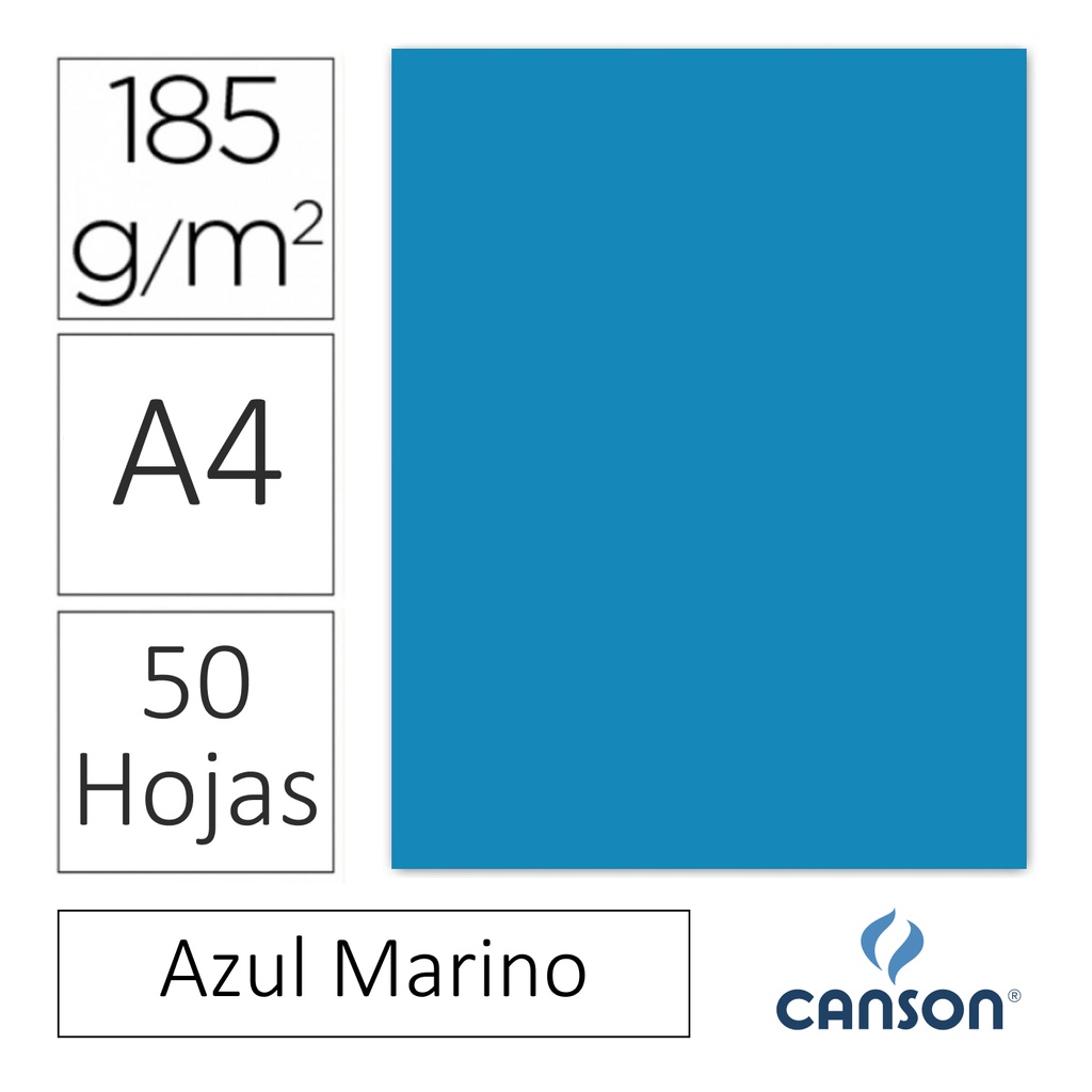 CARTULINA CANSON IRIS A4 185 GRAMOS – AZUL MAR (PACK 50 HOJAS)
