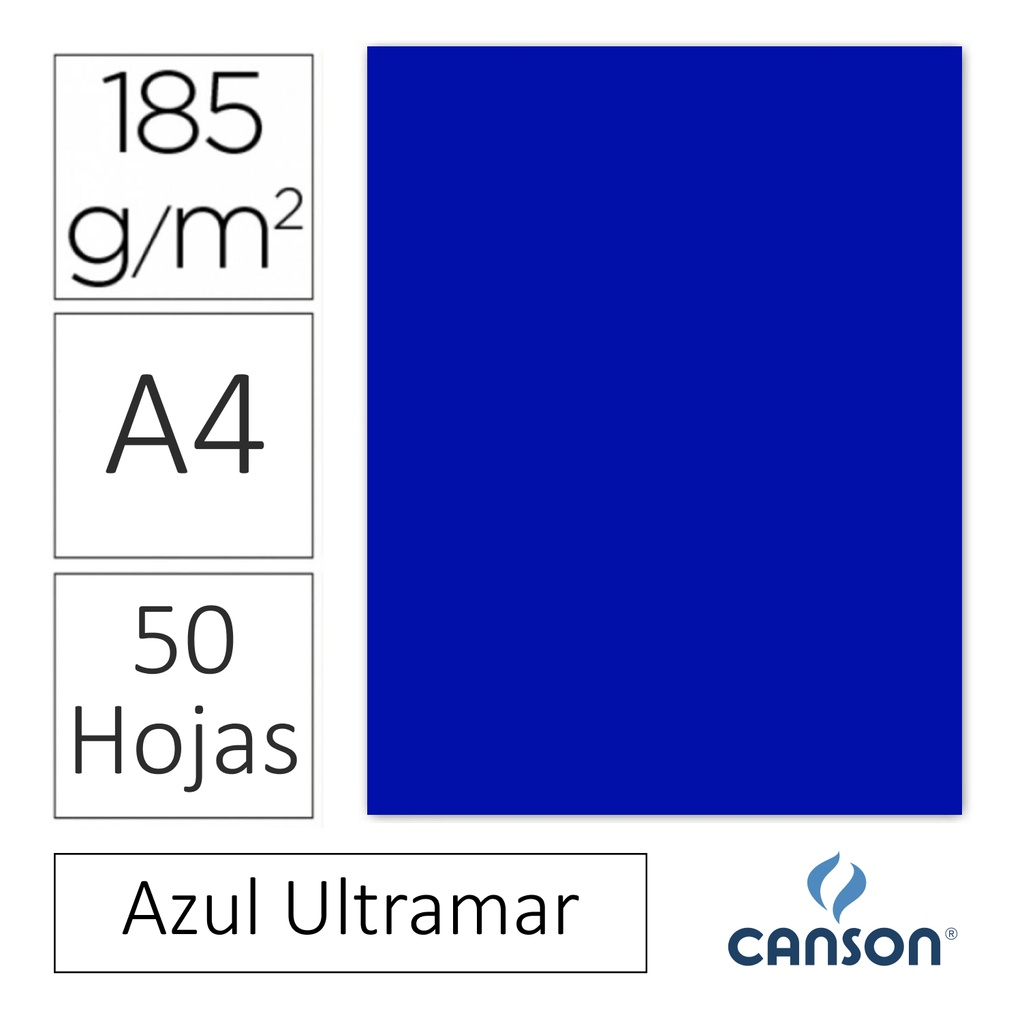 CARTULINA CANSON IRIS A4 185 GRAMOS – AZUL ULTRAMAR (PACK 50 HOJAS)