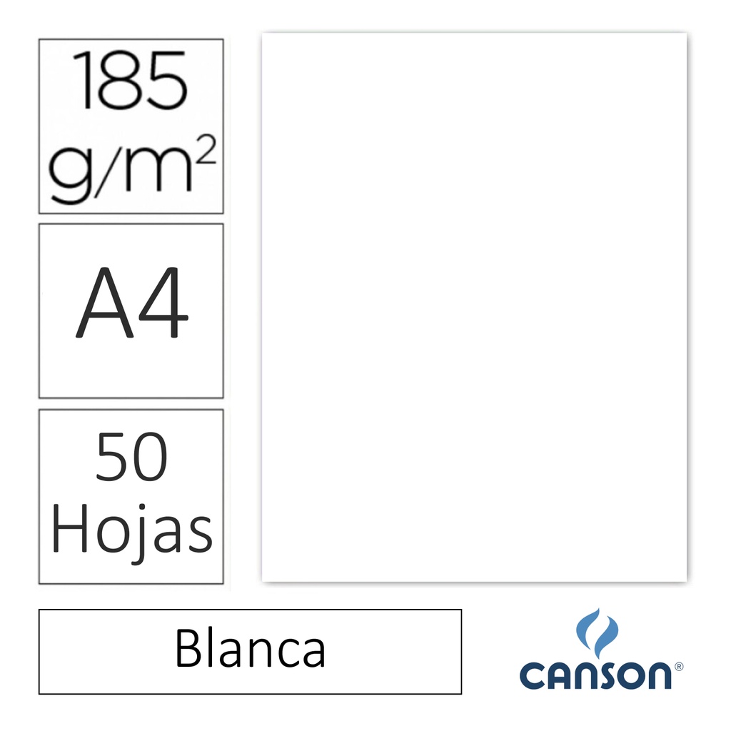 CARTULINA CANSON IRIS A4 185 GRAMOS – BLANCA (PACK 50 HOJAS)
