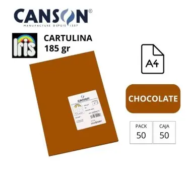 CARTULINA CANSON IRIS A4 185 GRAMOS CHOCOLATE