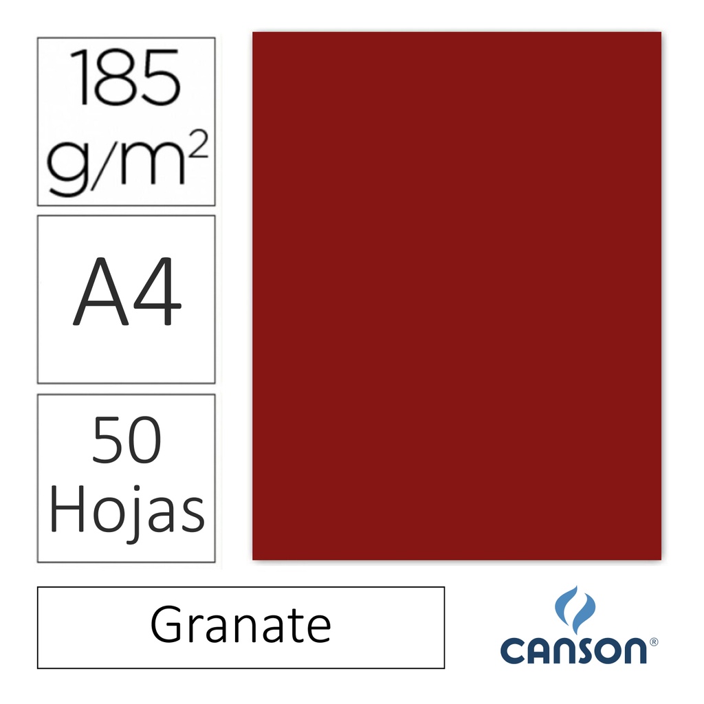 CARTULINA CANSON IRIS A4 185 GRAMOS – GRANATE (PACK 50 HOJAS)