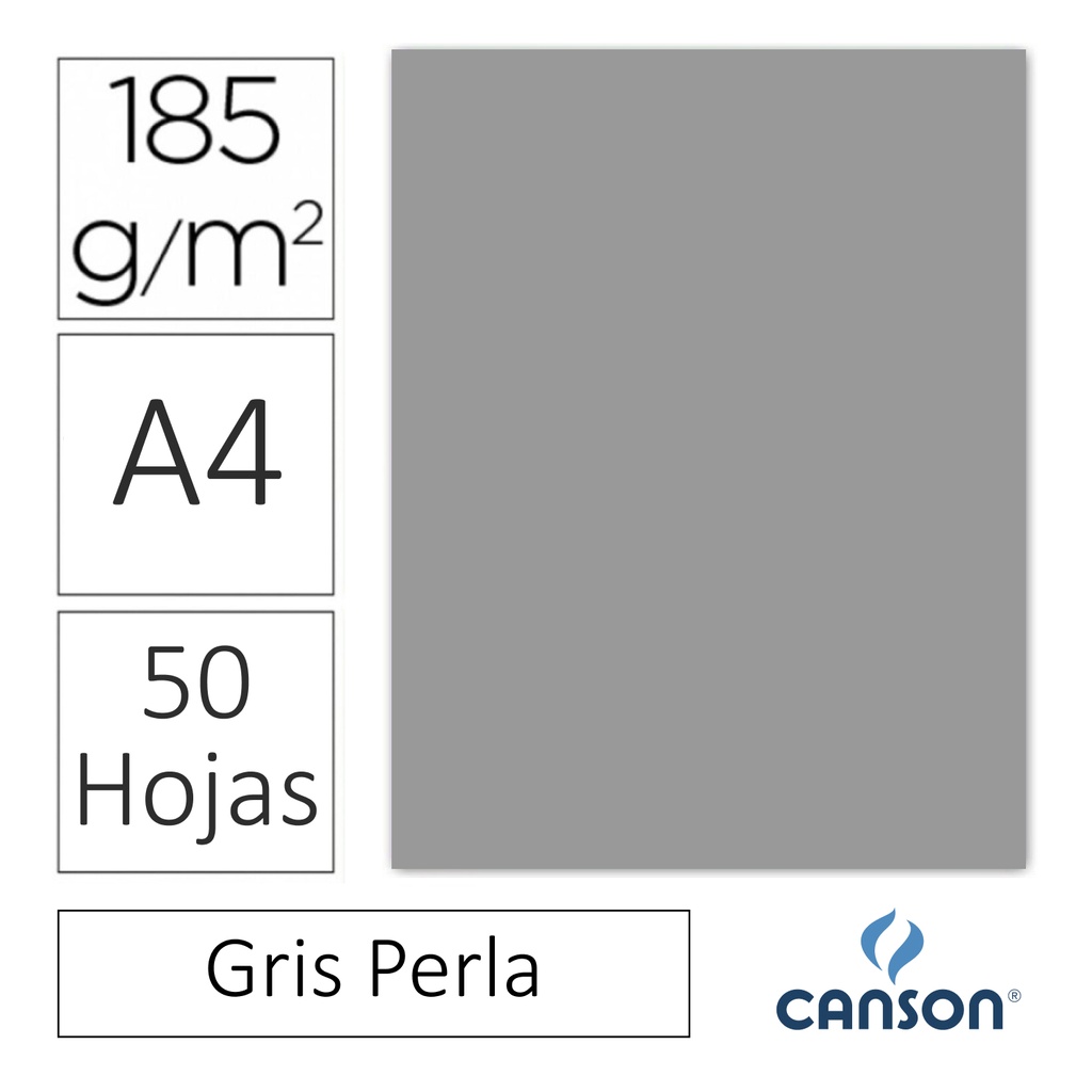 CARTULINA CANSON IRIS A4 185 GRAMOS – GRIS PERLA (PACK 50 HOJAS)