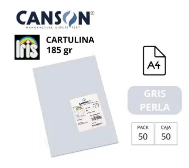 CARTULINA CANSON IRIS A4 185 GRAMOS GRIS PERLA