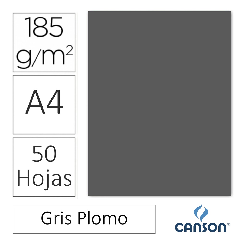 CARTULINA CANSON IRIS A4 185 GRAMOS – GRIS PLOMO (PACK 50 HOJAS)