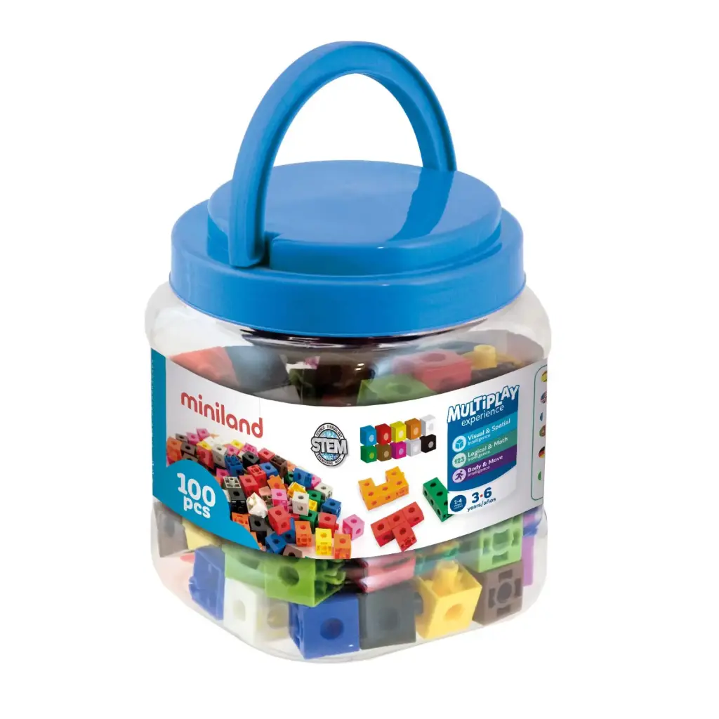 JUEGO MATEMÁTICO CUBOS ENCAJABLES 2CM 100 PIEZAS