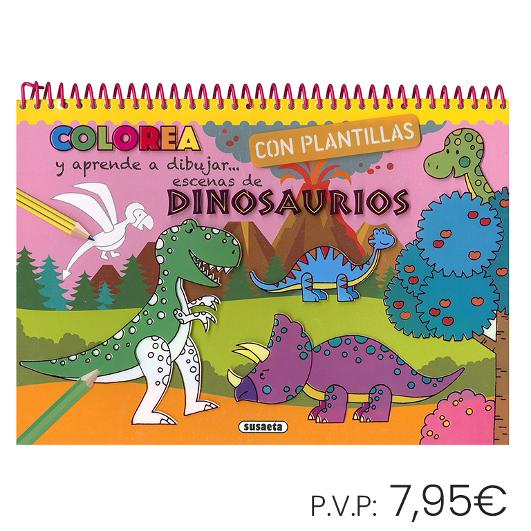 LIBRO PARA COLOREAR Y DIBUJAR DINOSAURIOS SUSAETA