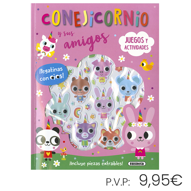 LIBRO SUSAETA CONEJICORNIO Y SUS AMIGOS (PEGATINAS CON OJOS) – LIBRO INFANTIL DE ACTIVIDADES